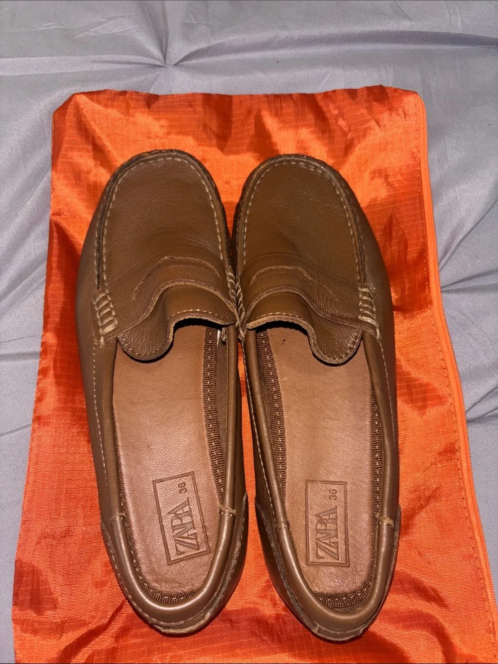 Zara Big Boy’s Tan Leather Penny Loafers